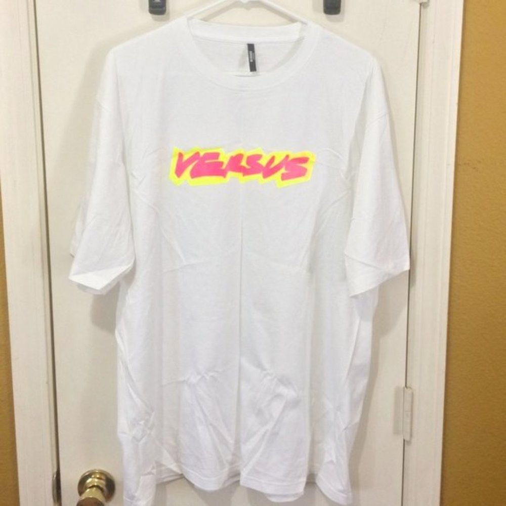 NEW Versus Versace men's XXL hot pink and yellow neon logo t-shirt NWOT